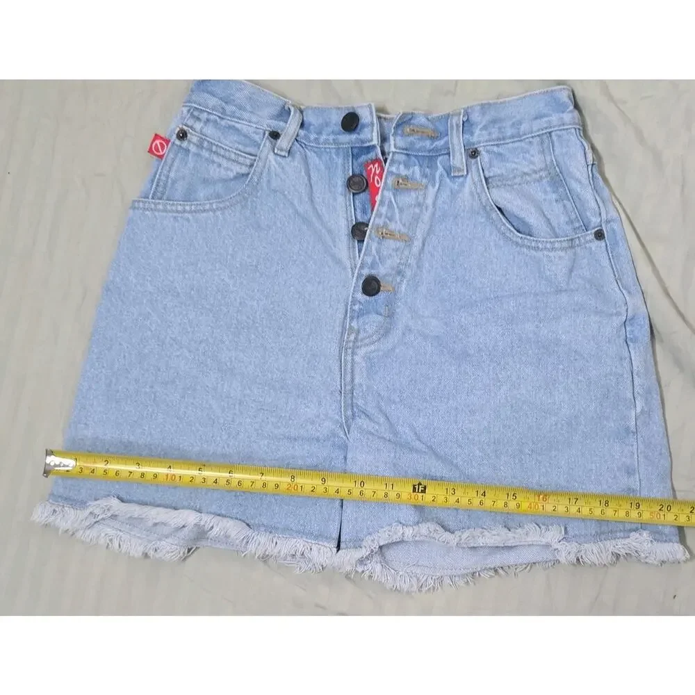 No Excuses Femme Fatale Women's Cut Off Denim Shorts Light Blue Cotton 8/10 Poc…